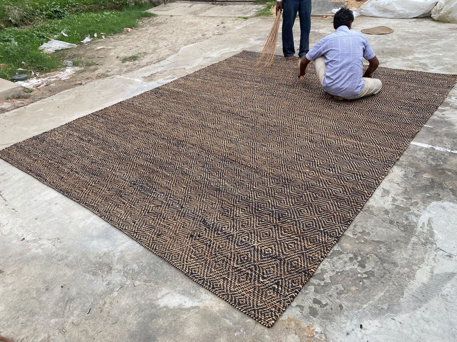 Rugs finished and laid out in the yard